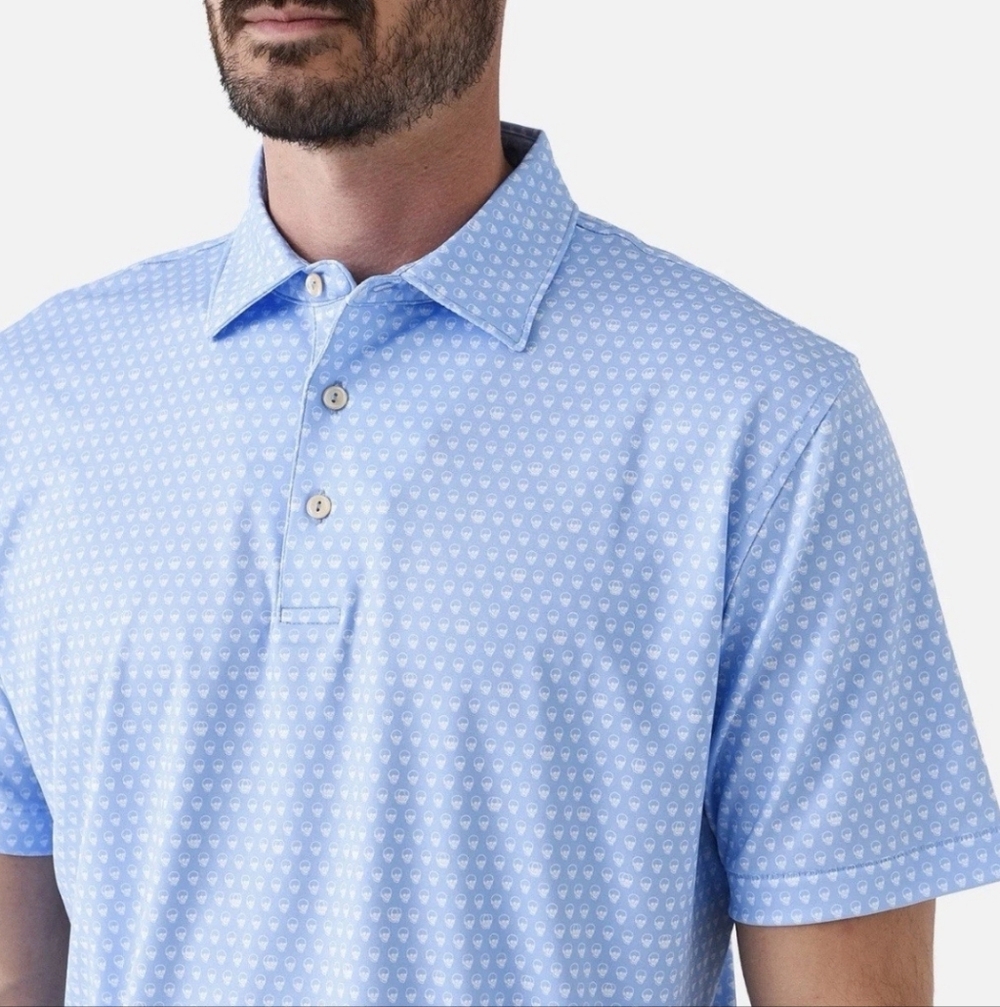 Peter Millar Summer Comfort Blue Skull Print Polo